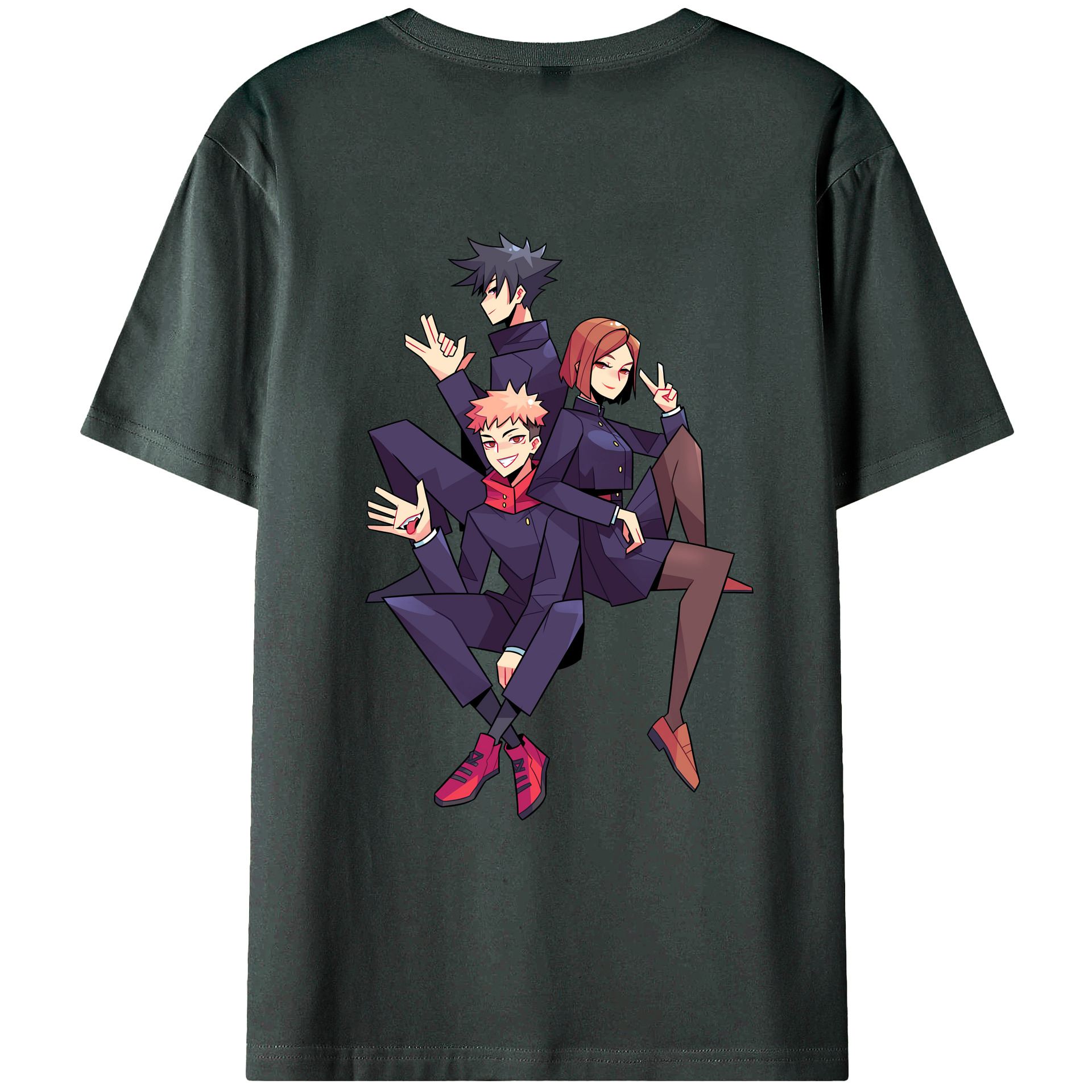 （画像用） 呪術廻戦 Jujutsu Kaisen 綿100％ メンズ半袖Tシャツ（バックプリント） 通気性